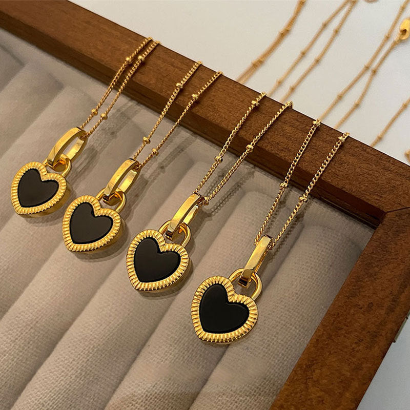Black and White Heart Pendant Necklace