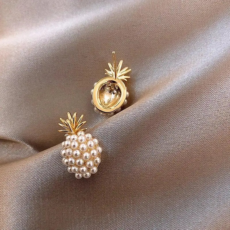 Tropical Pineapple and Pearl-embellished Earrings