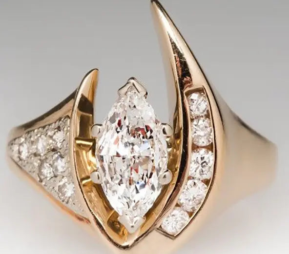 Vintage Irregular Golden Zirconia Ring