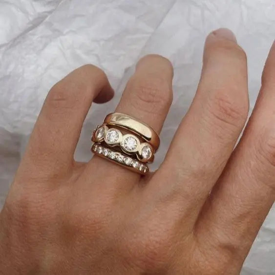 Set of Forged Brilliant Golden Rings