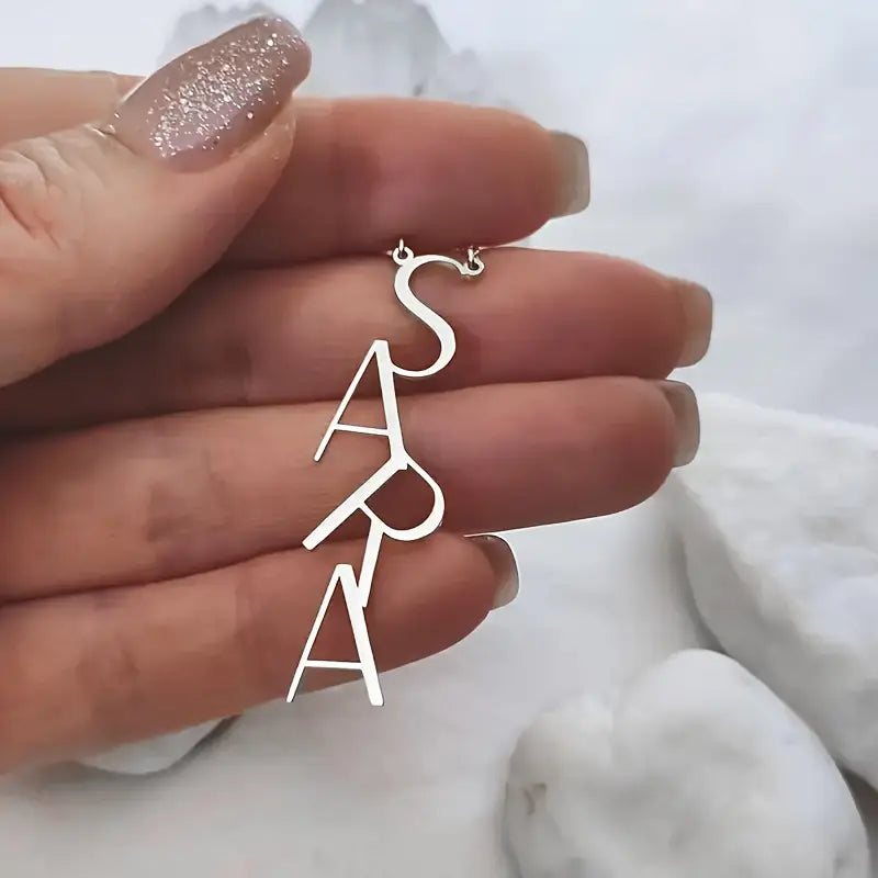 Custom Name Necklace with Vertical Lettering
