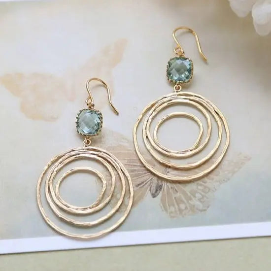 Vintage Earrings with Spiral Design Golden and Zirconium