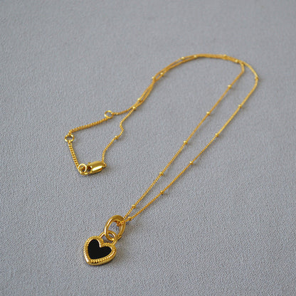 Black and White Heart Pendant Necklace