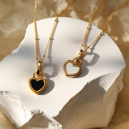 Black and White Heart Pendant Necklace
