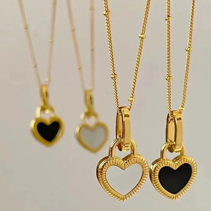 Black and White Heart Necklace