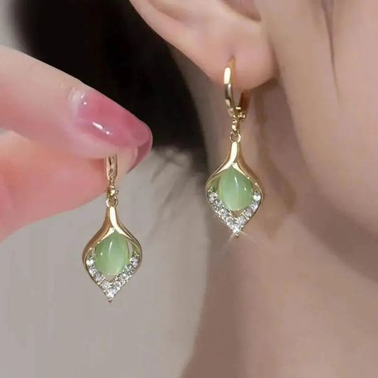 Elegant Earrings with Sparkling Green Zirconia