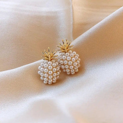 Tropical Pineapple and Pearl-embellished Earrings