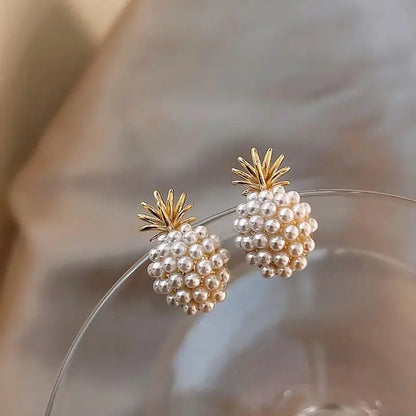 Tropical Pineapple and Pearl-embellished Earrings