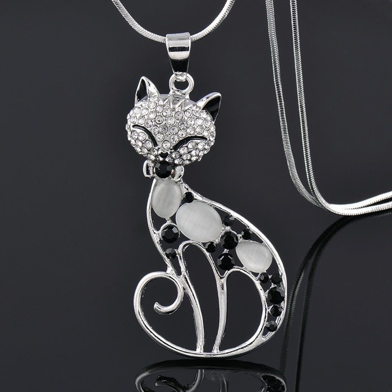 Love Cats Necklace Made of Sterling Silver and Set with Zirconia