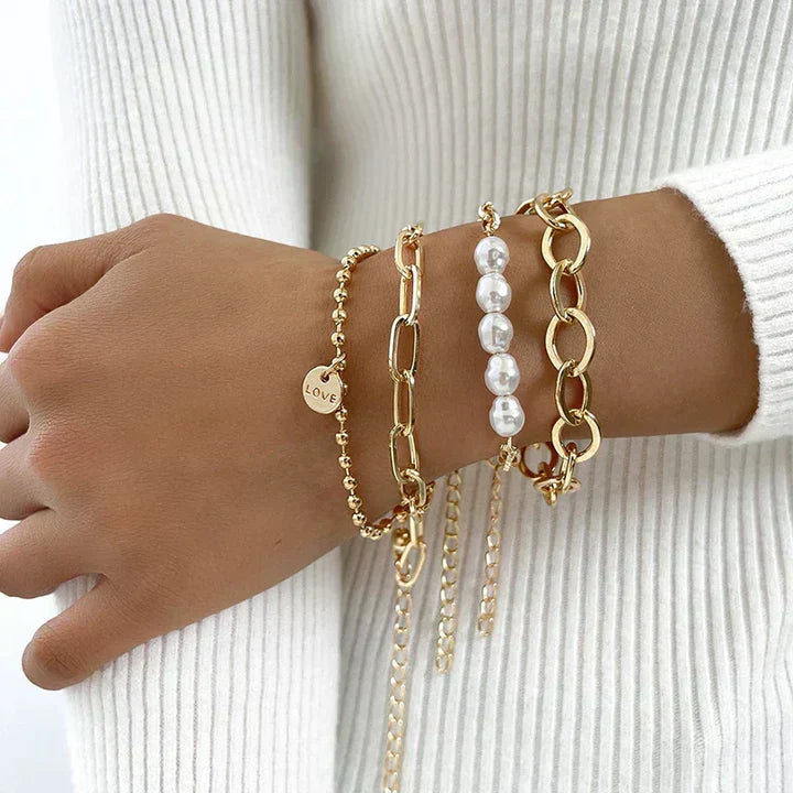 Golden Bead Bracelet Set