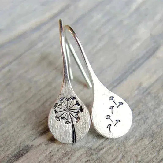 Dandelion Leaf Earrings Made of 925 Silver