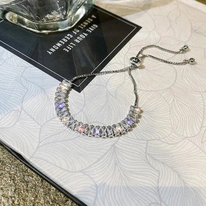 Adjustable Cubic Zirconia Bracelet in Gold and Silver
