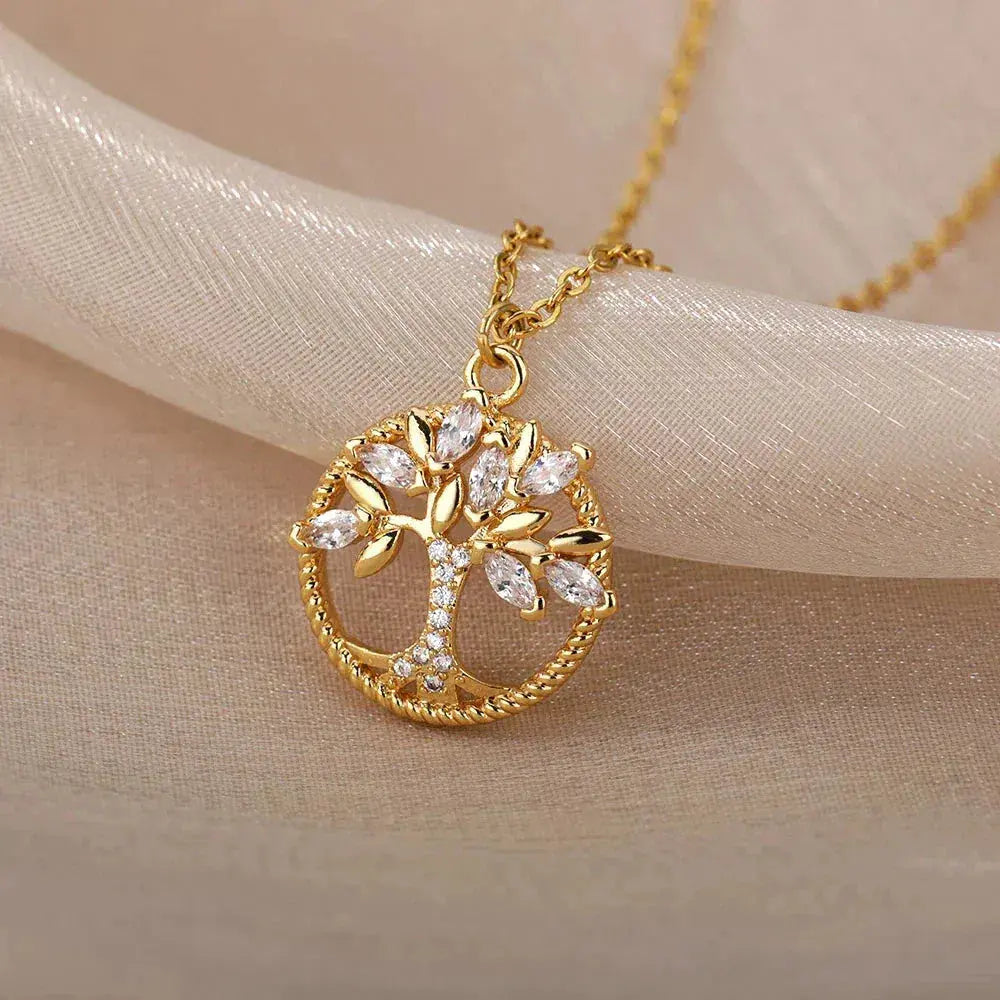 Tree of Life Necklace with Zirconia