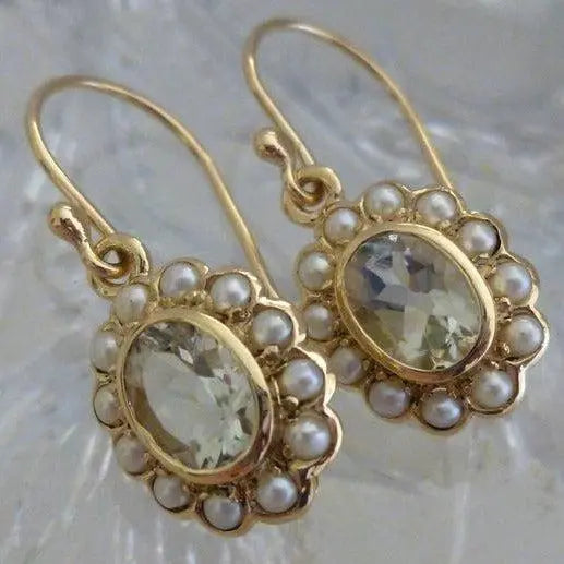 Boho Earrings with Pearls and Crystals