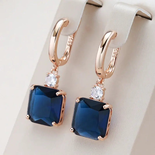 Elegant Earrings with Dark Blue Crystal