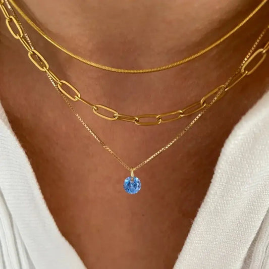 Vintage Necklace with Blue Zirconia
