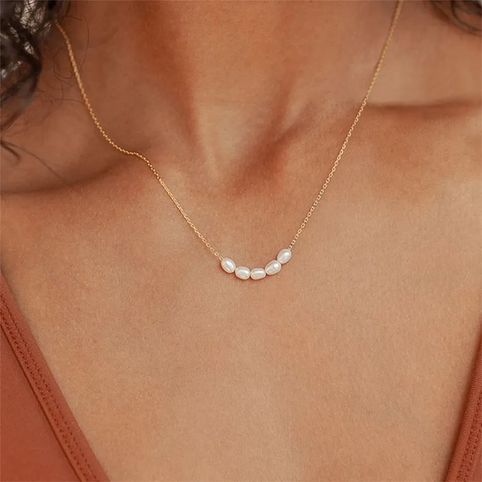 Elegant Pearl Golden Necklace