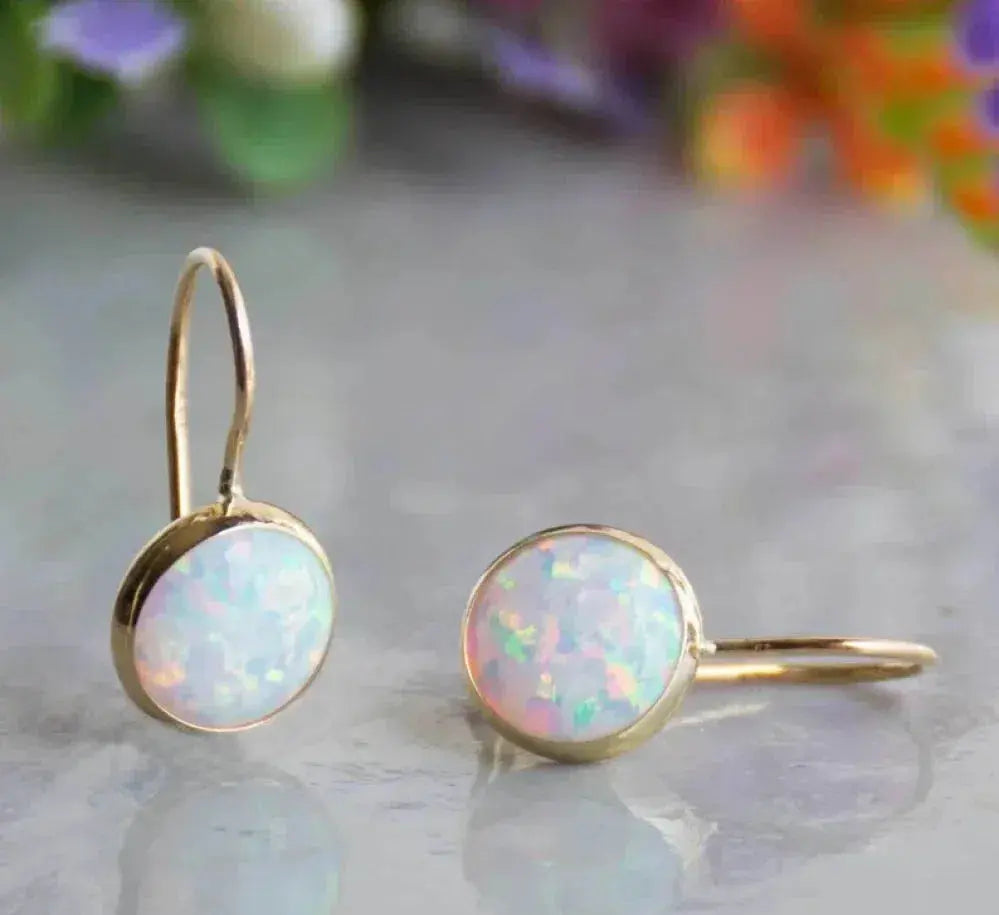 Vintage Opal Stone Golden Earrings