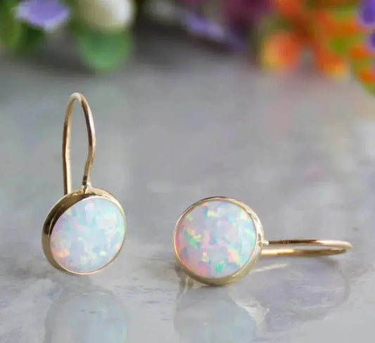 Vintage Opal Stone Golden Earrings